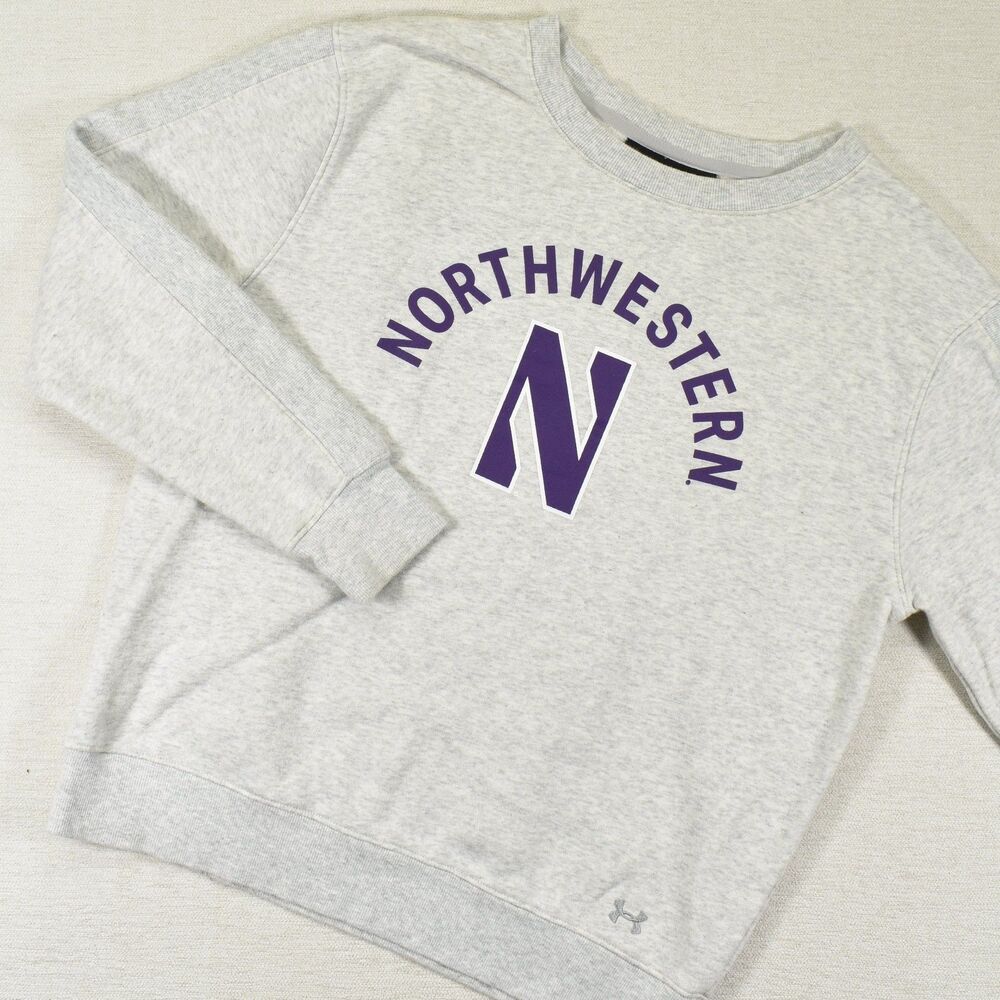Under Armour Northwestern Sweatshirt Mens Medium Gray Purple Wildcats Crewneck